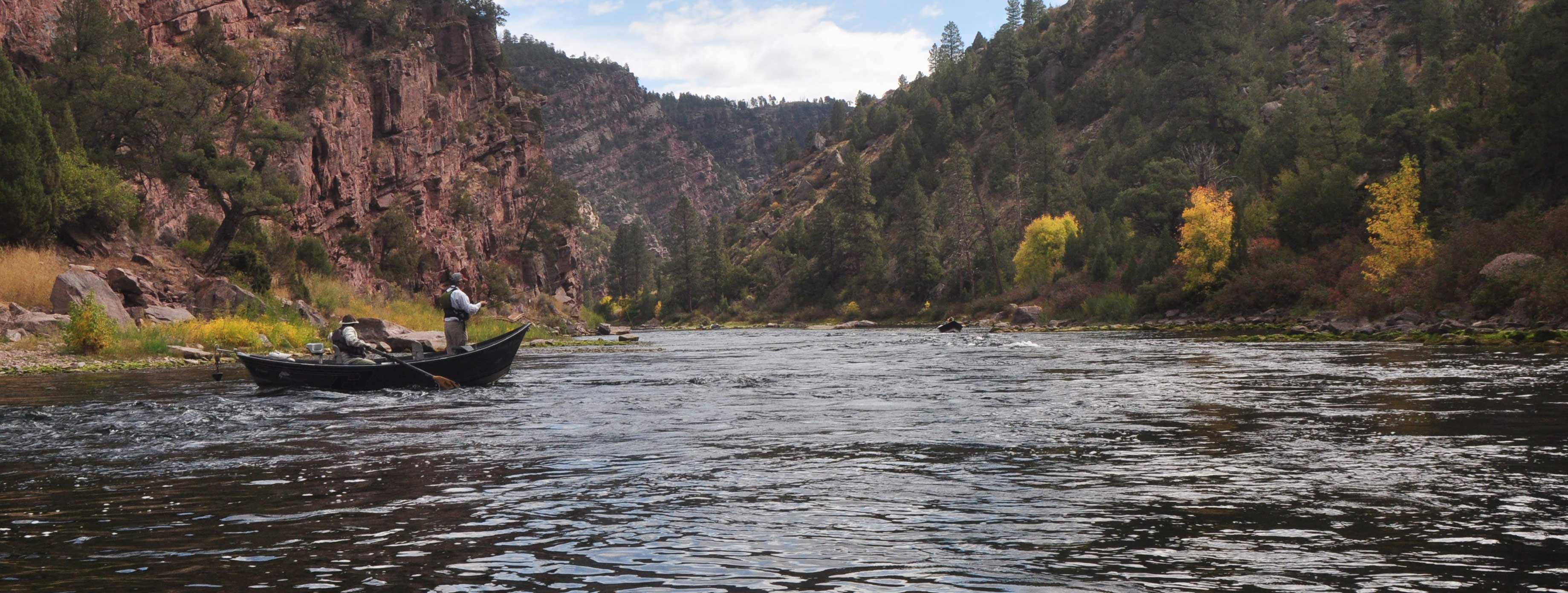 Drift boat floating on the Green River